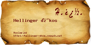 Hellinger Ákos névjegykártya